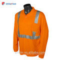 Großhandelsgelbes Straßen-Arbeitssicherheits-Kurzschluss-Hülsen-hohes Sichtbar-reflektierendes Polo-T-Shirt mit Wärmeübertragung reflektierendem Band